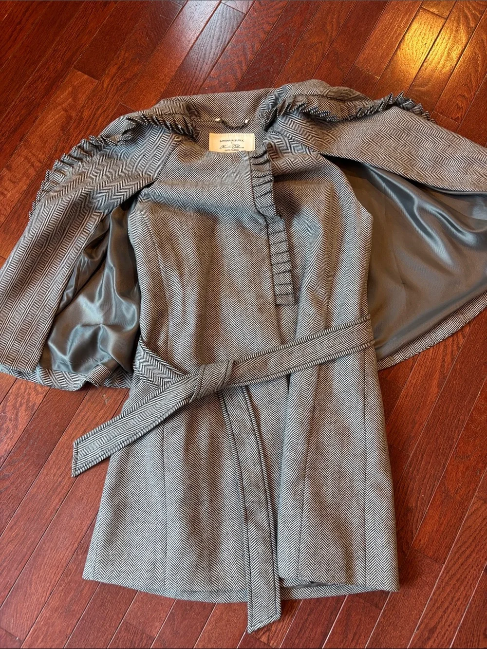 OLIVIA PALERMO FOR BANANA REPUBLIC herringbone cape blazer jacket ruffle S coat